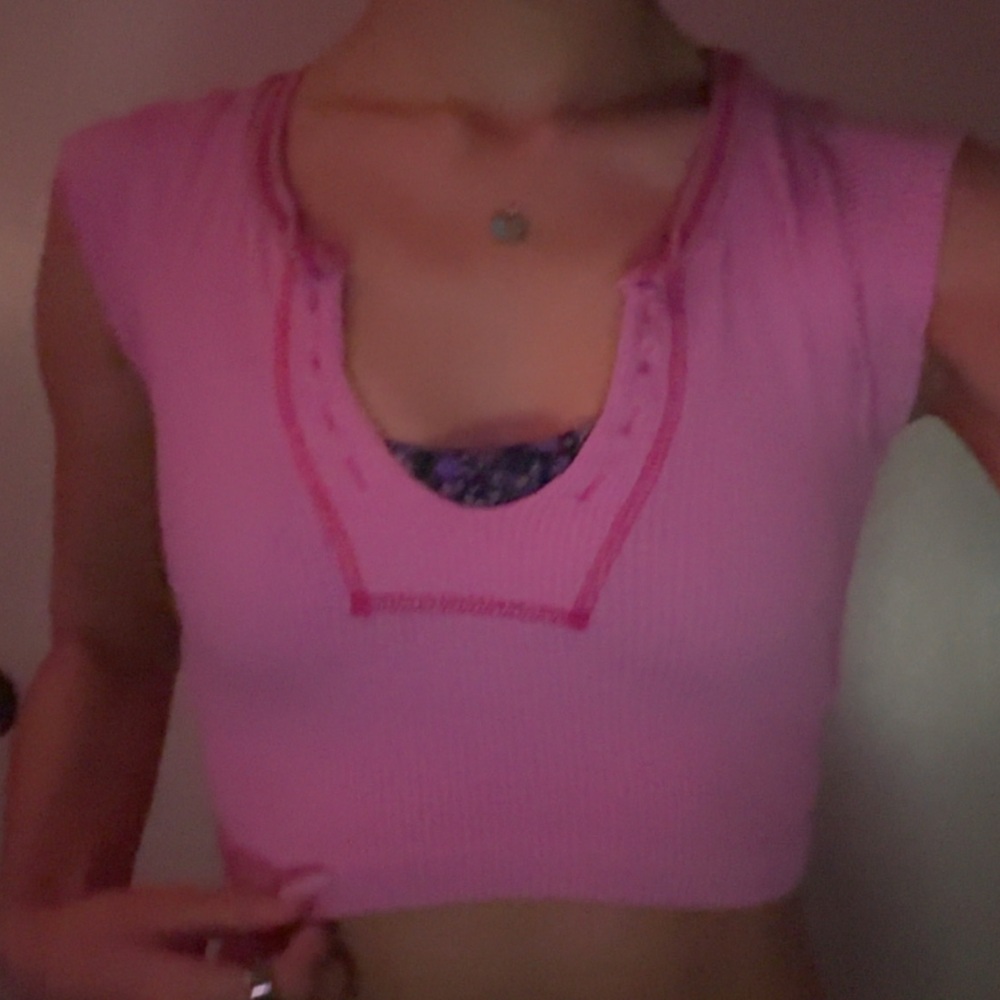 Urban Outfitters Vibrant Pink Ribbed Top